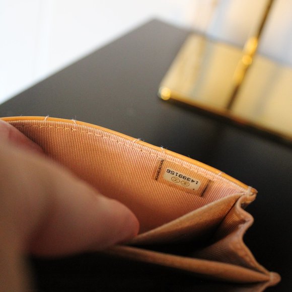 💗Chanel Authentic Classic Small Flap Wallet Lambskin Patten Leather CC Logo - Picture 12 of 13